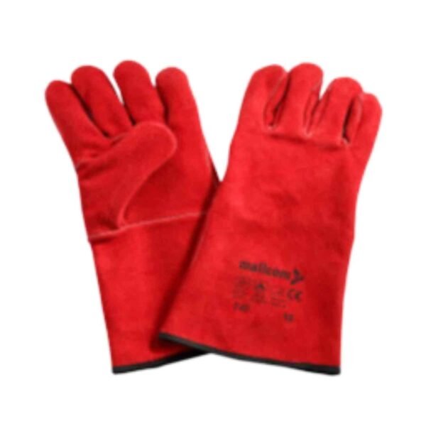 MALLCOM – F437 | Dyed Red Leather Split Welder Gloves With 15cm Split Cuff