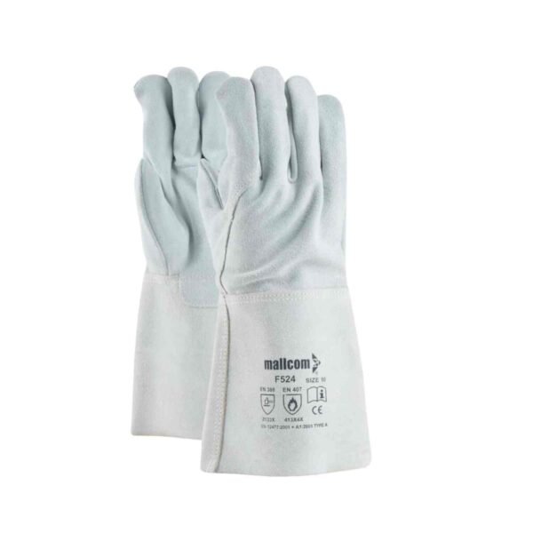MALLCOM – F524 | Natural Split Leather Welder gloves With 15cm Split Cuff