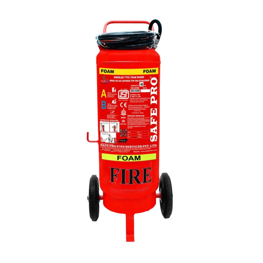 SafePro 45 Ltr Mechanical Foam Trolley Fire Extinguisher with Inside Cartridge